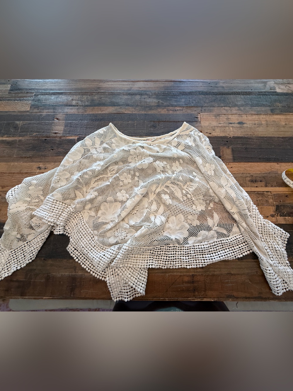 Free People Cream Crochet Lace Poncho